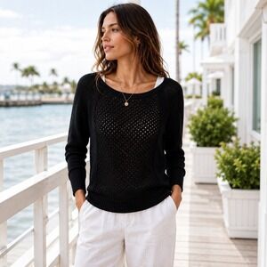 Apt. 9 Black Open-Knit Scoop Neck Sweater